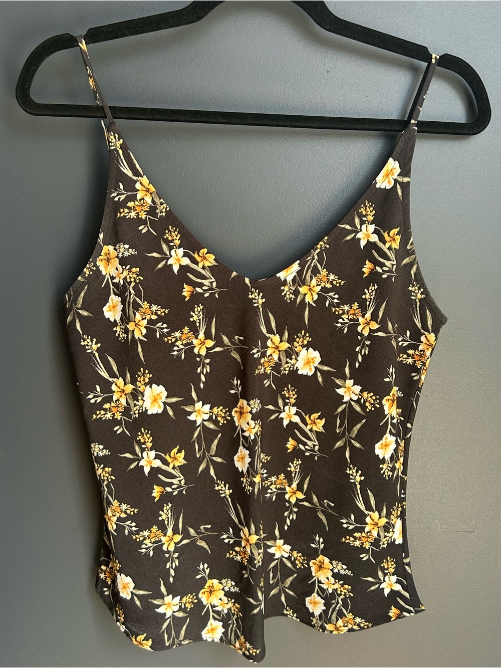 Abercrombie & Fitch Black Floral Spaghetti Strap Tank Top